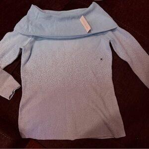 New York & Company Light Blue Off-Shoulder Sweater